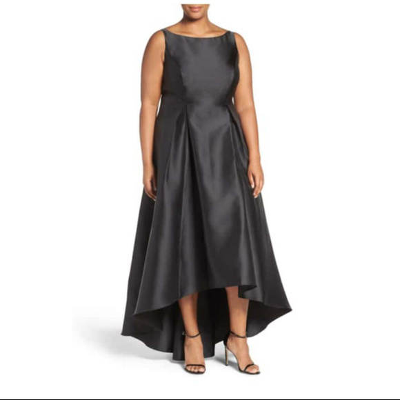 adrianna papell black high low dress